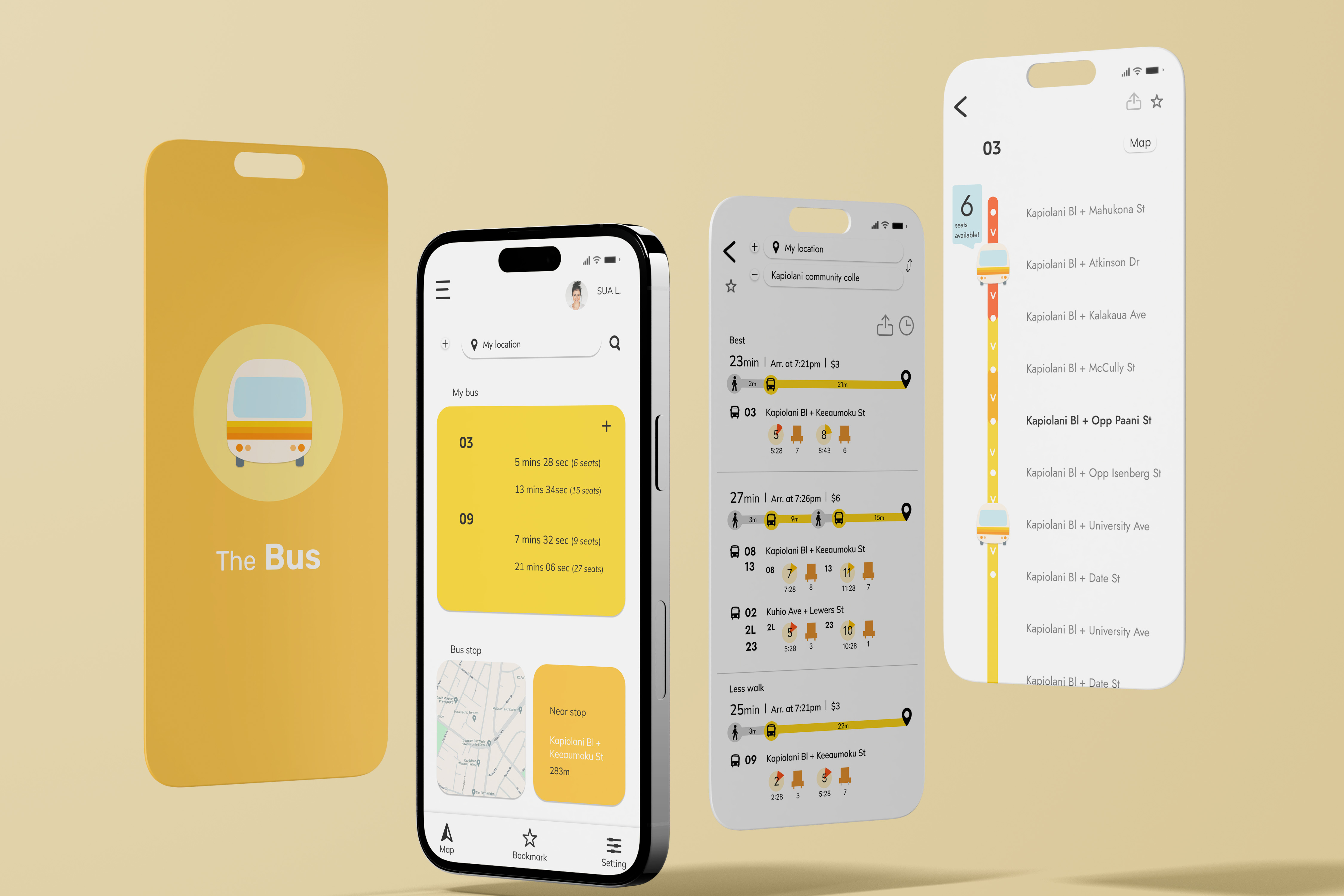 the bus gravity screen mockup